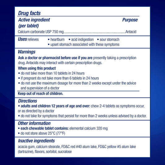 ANTIÁCIDO TUMS SIN AZUCAR 80 TABLETAS