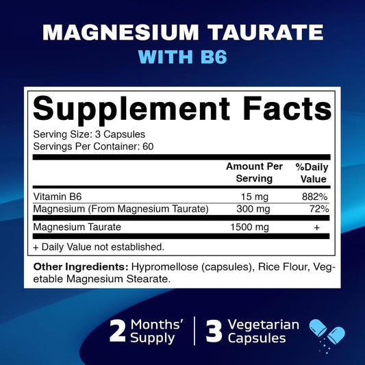 Taurato de magnesio 1500mg 180 cápsulas