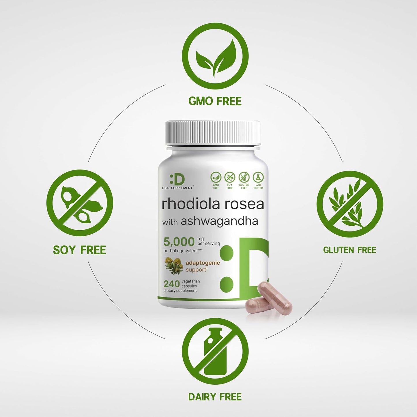 Rhodiola Rosea con Ashwagandha 5000mg 240 capsulas