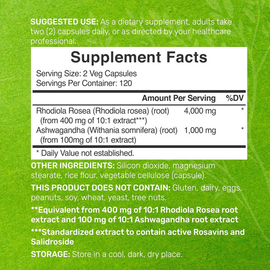 Rhodiola Rosea con Ashwagandha 5000mg 240 capsulas