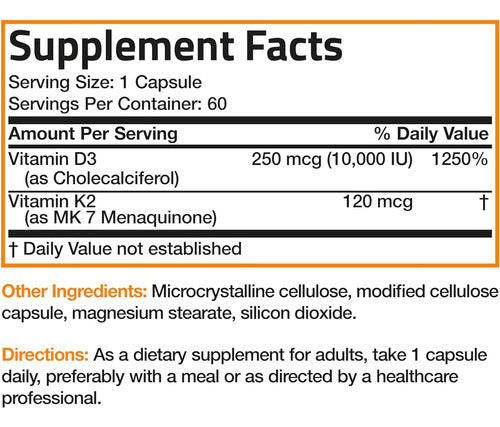 VITAMINA D3 K2 EXTRA FUERTE BRONSON