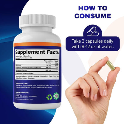 Taurato de magnesio 1500mg 180 cápsulas