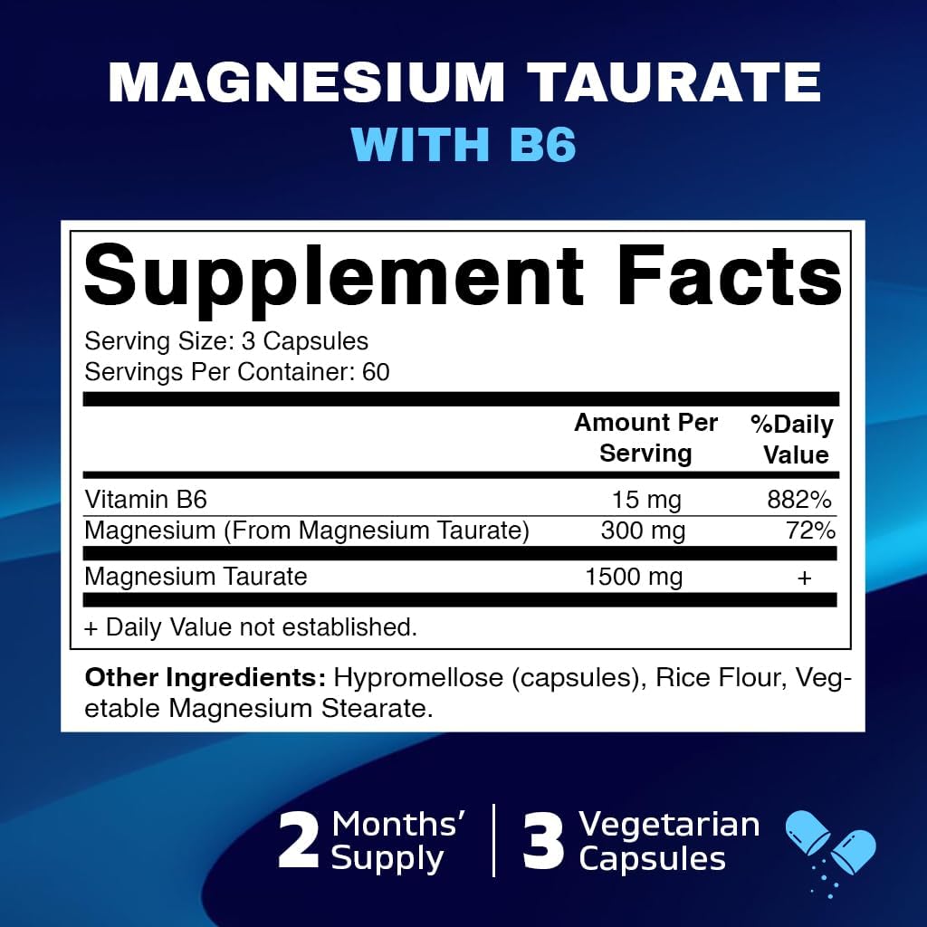 Taurato de magnesio 1500mg 180 cápsulas