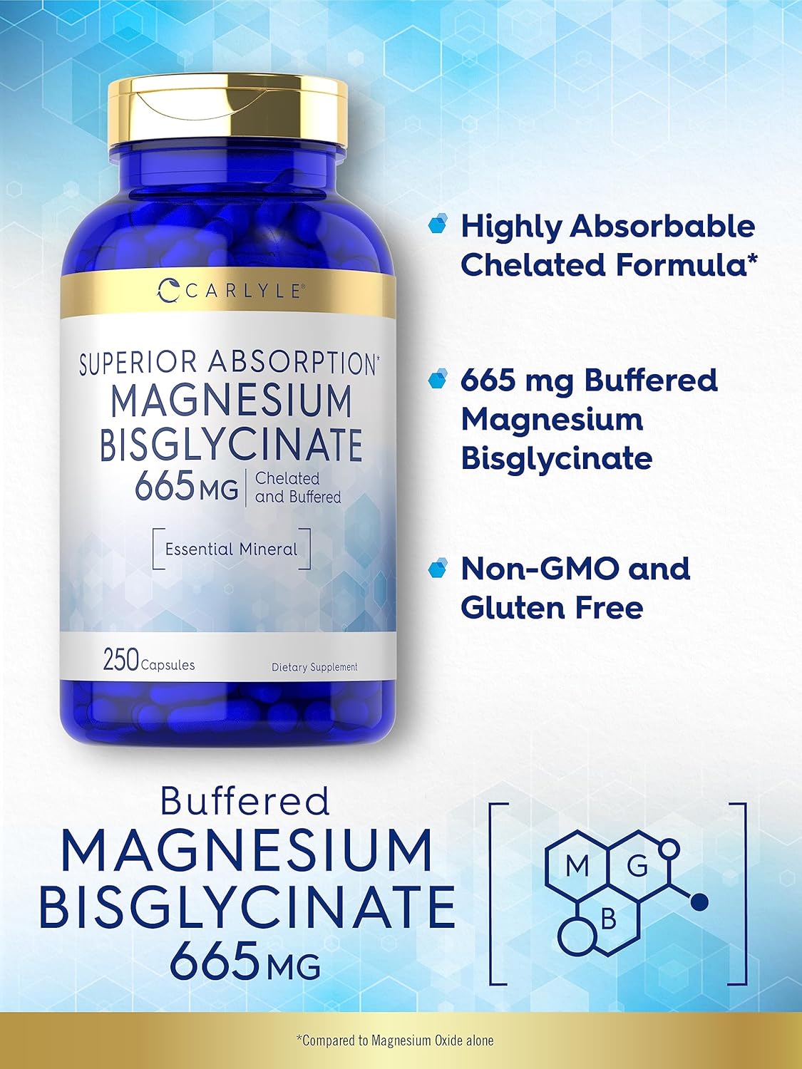 Bisglicinato de magnesio quelado 665mg 250 cápsulas