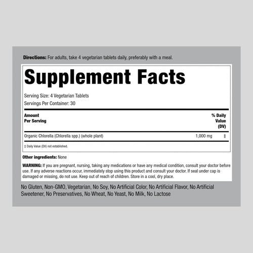 CHLORELA ORGANICA 1000 MG PIPING ROCK