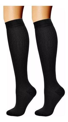 Media Compresión Anti Varices Circulación 15-20 Mujer Hombre negro