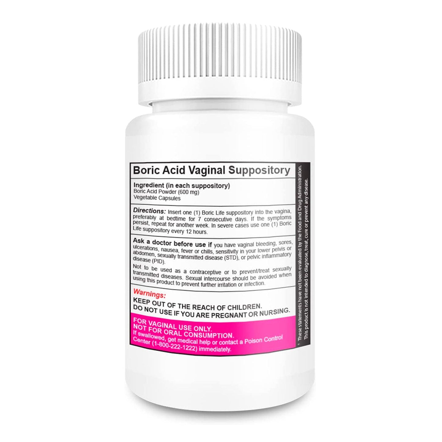 Ovulos Vaginales Acido Borico - 30 Unids, 600 Mg - 100% Puro